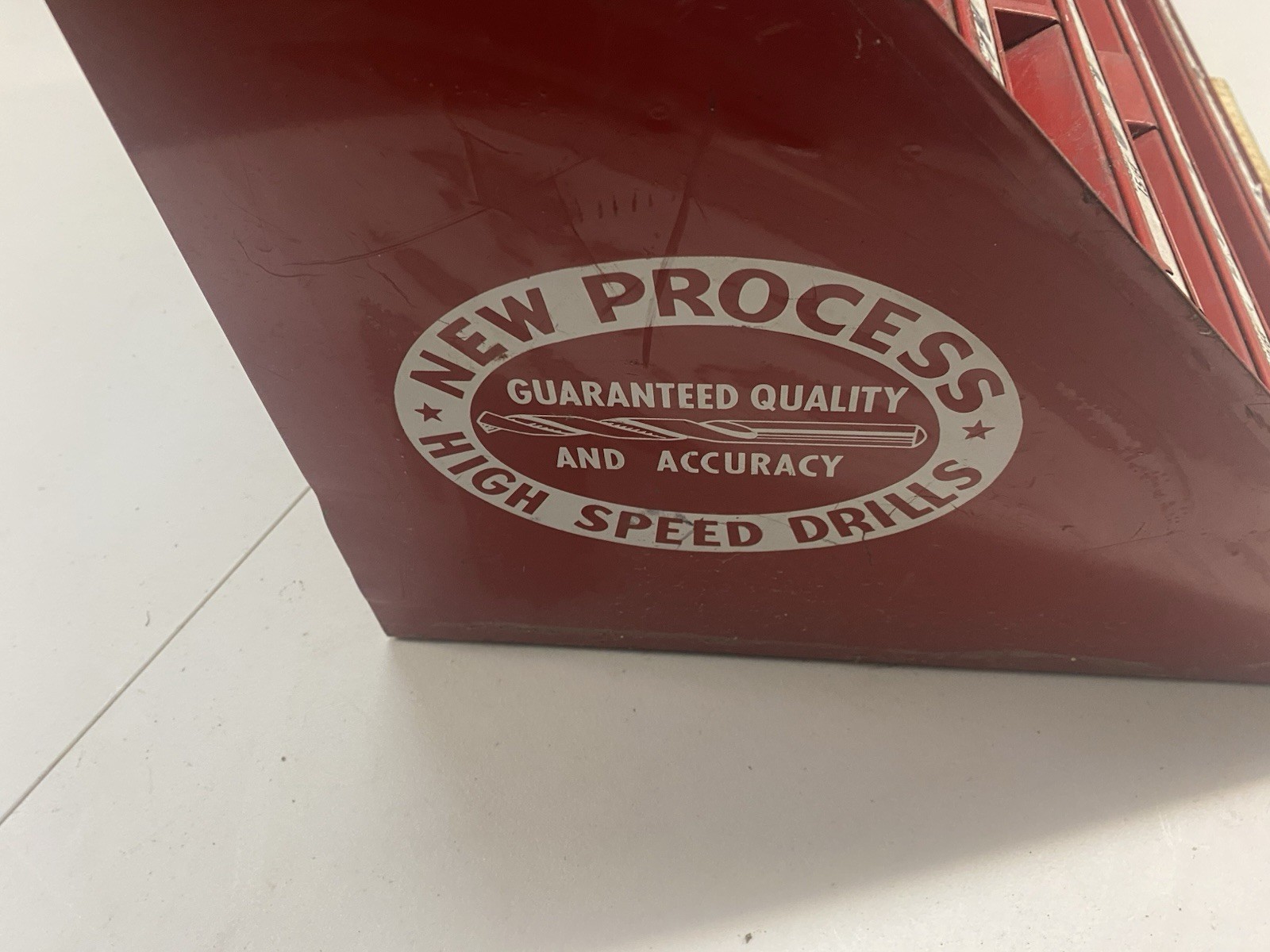 USED METAL COUNTER DISPLAY FOR DRILLS DRILL BITS – NEW PROCESS HIGH SPEED DRILLS