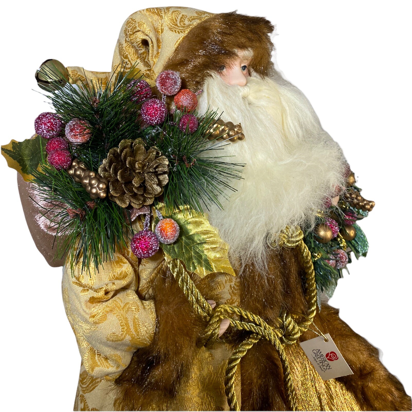 16″ Santa In Gold Robe Christmas Topper American Greeting Vintage Display