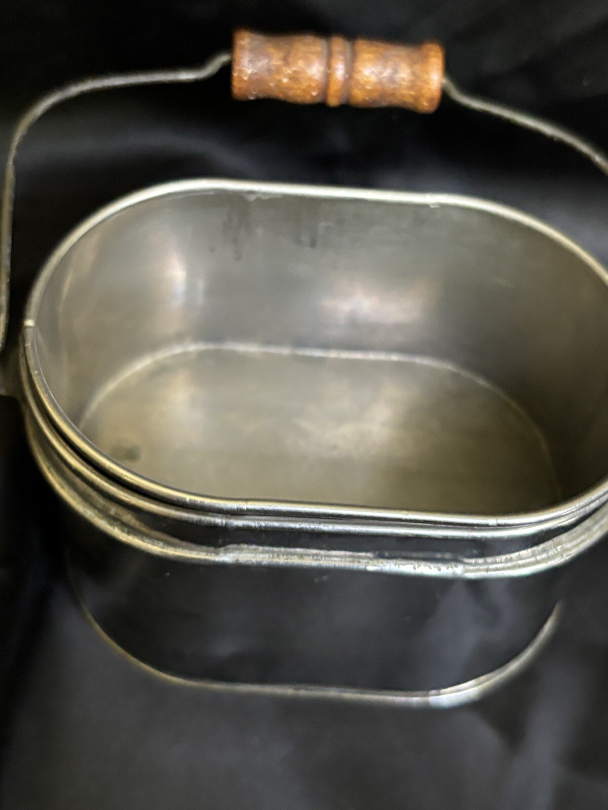 Antique Salesman Sample Miner’s Lunch Box 3″ Tall x 3.5″ Wide Wooden Handle
