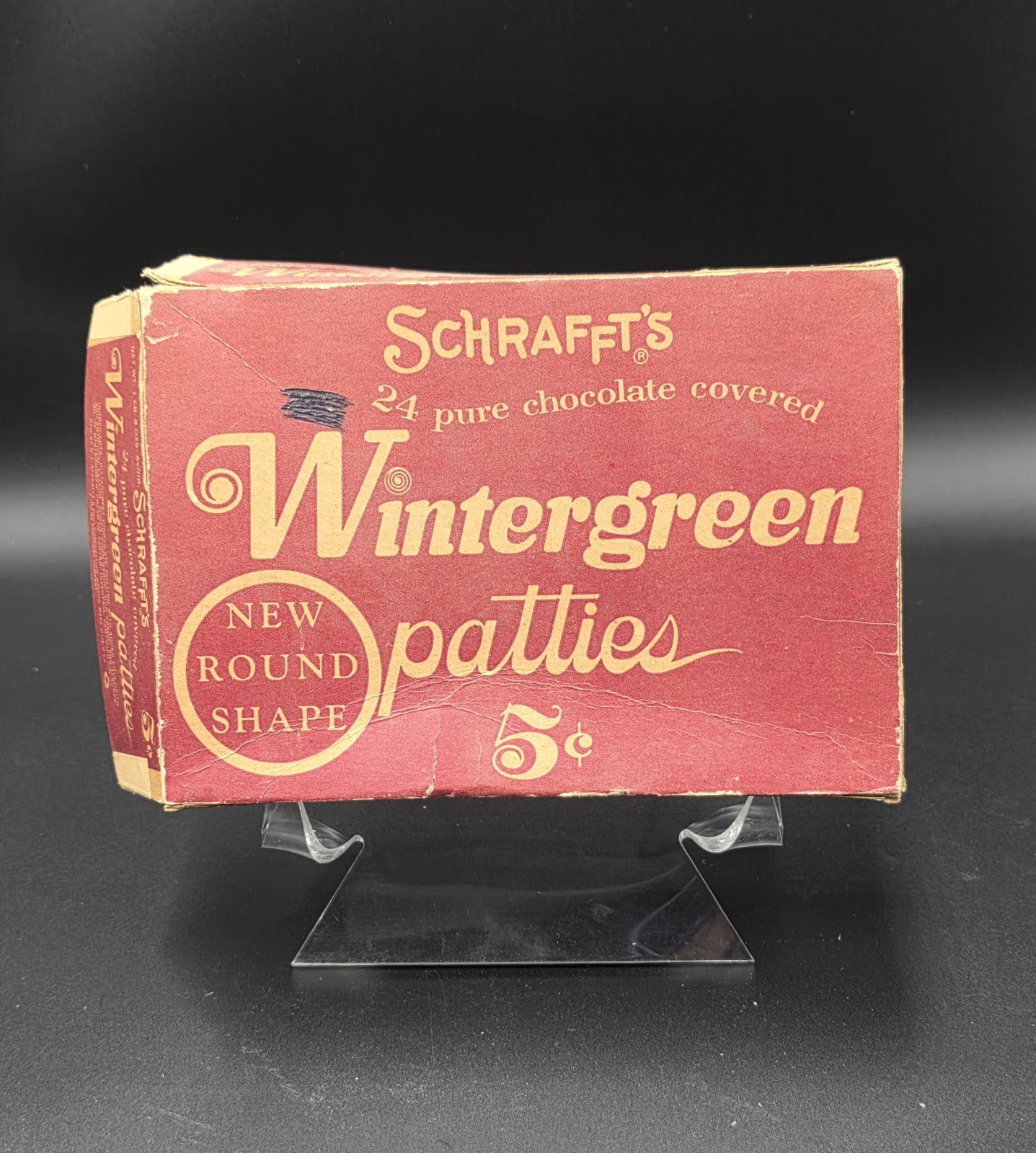 Antique Schrafft’s Wintergreen Patties Empty Candy Box Store Counter Display…