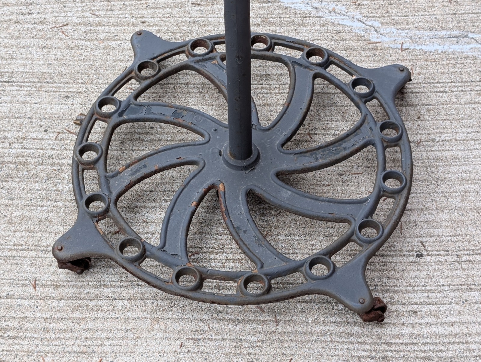 Cast Iron Country Store Industrial Wheel Broom Display Rack Buggy Whip S.C Tatum