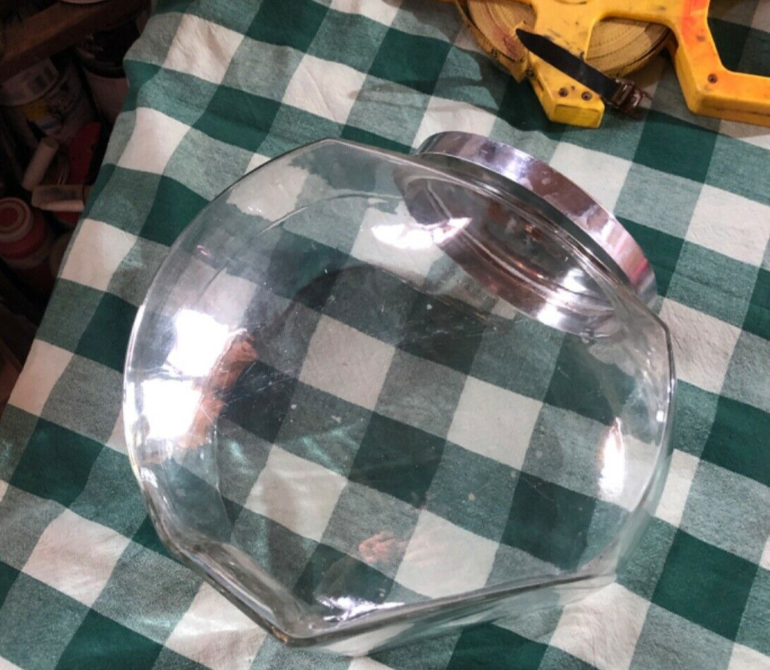 Early 1900s GENERAL STORE Tilt Glass Counter Candy / Jar Canister & Lid HUGE