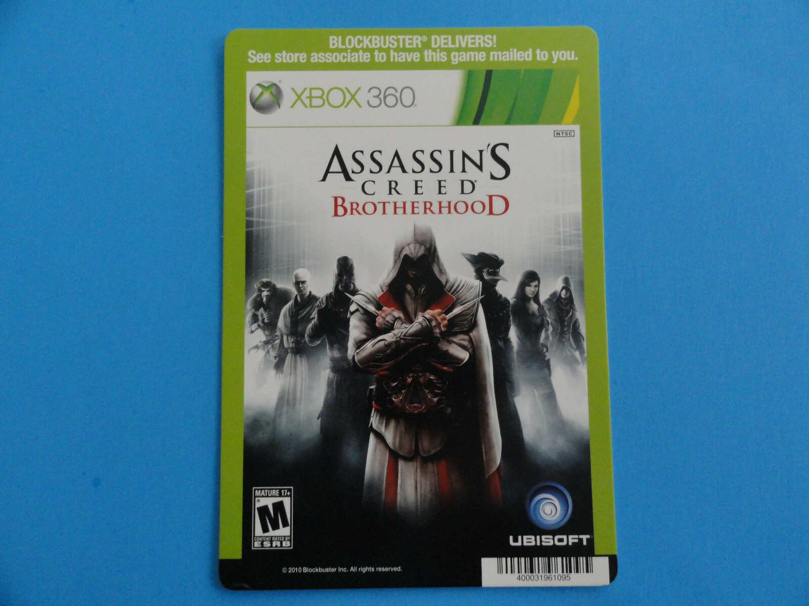 XBOX 360 ASSASSINS CREED BROTHERHOO BLOCKBUSTER VIDEO SHELF DISPLAY BACKER CARD