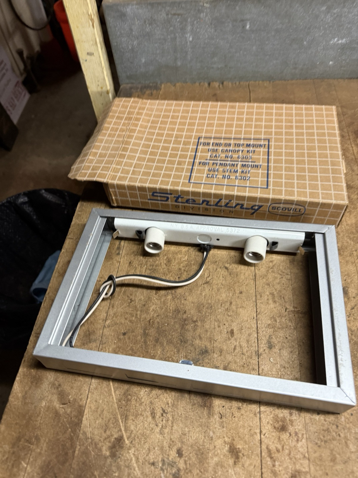 Vintage New NOS Sterling Scovill Light Lamp Electric Exit Sign Fixture W Box USA