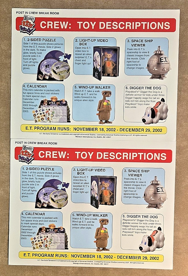 Rare 1982 E.T. Extra-Terrestrial Movie Store Standee & Wendys 2002 Promo Display