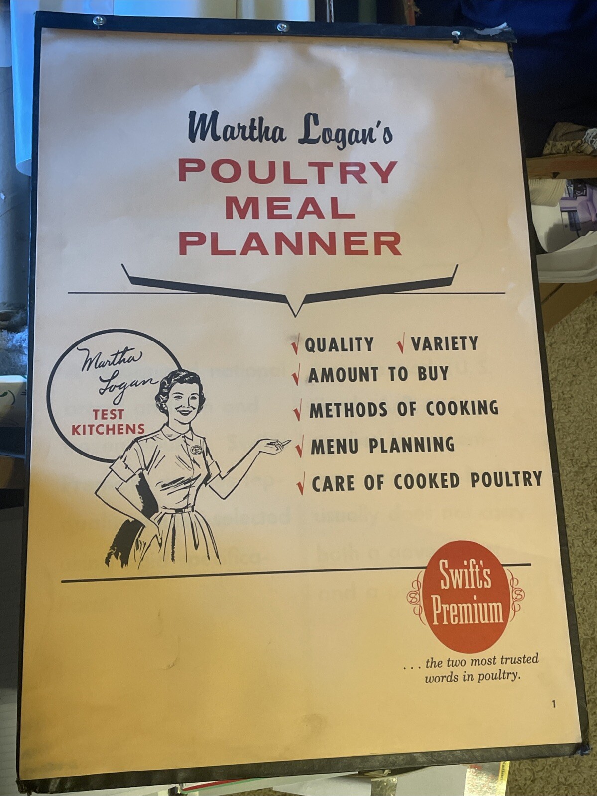 Mid-Century Swift’s Premium Grocery Store Lg Advertising Poster Display ca. 1950