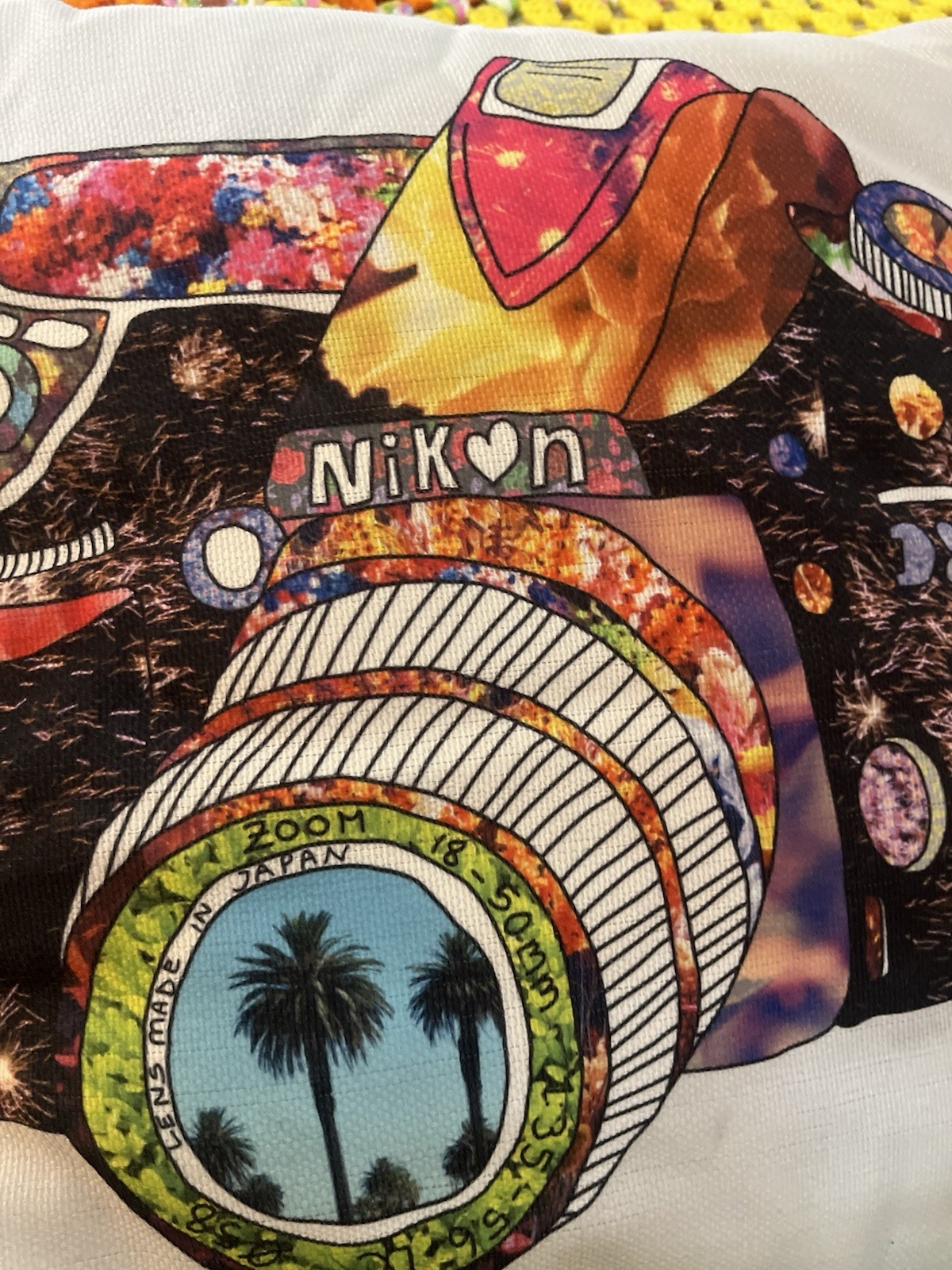 VTG Nikon Pillow 18×18” Boho Pop Art Camera Photography Advertising Decor