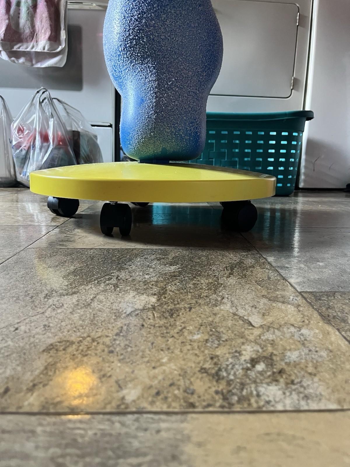 Blue Sour Patch Store Display with ‘Sour Sweet Gone’ Sign, Yellow Base & Wheels