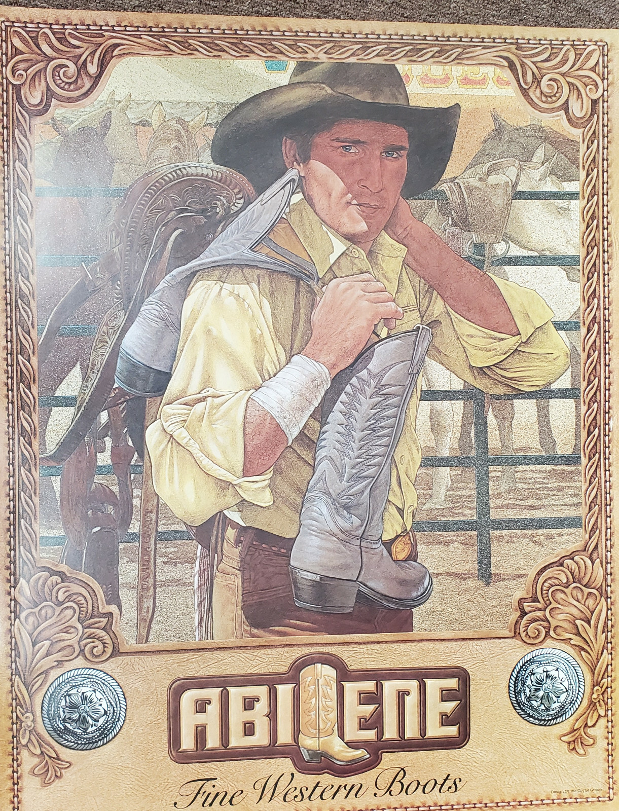 Vintage Abilene Boots Advertising Poster- In-Store Advertising – 1st in Series