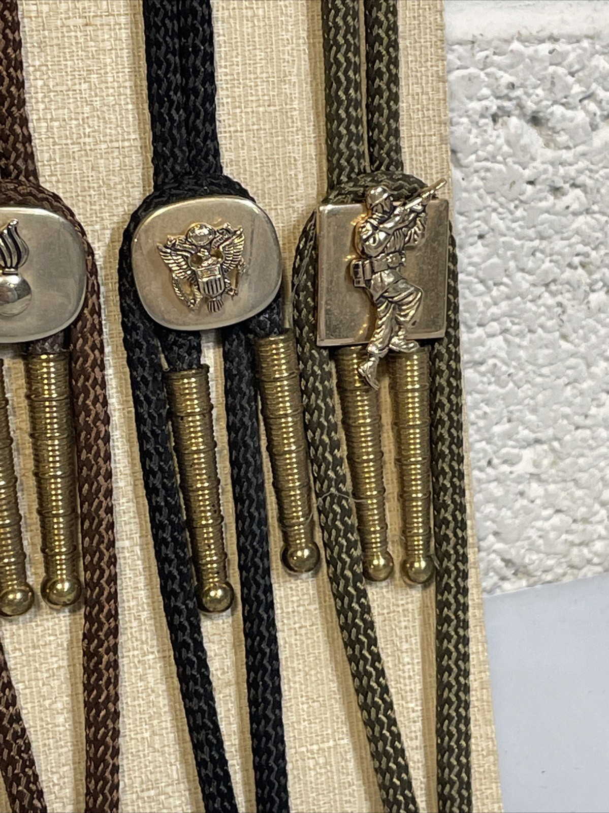 Metal Bolo Ties Bola Advertising Store Display Military Lot x12 Crest-Craft Vtg