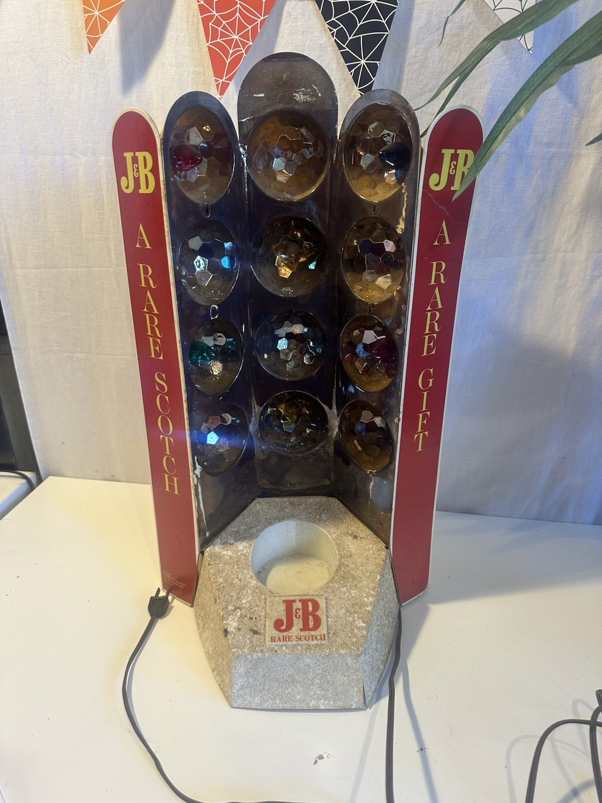 Vtg J&B Scotch Large Disco light up bottled display cardboard advertising