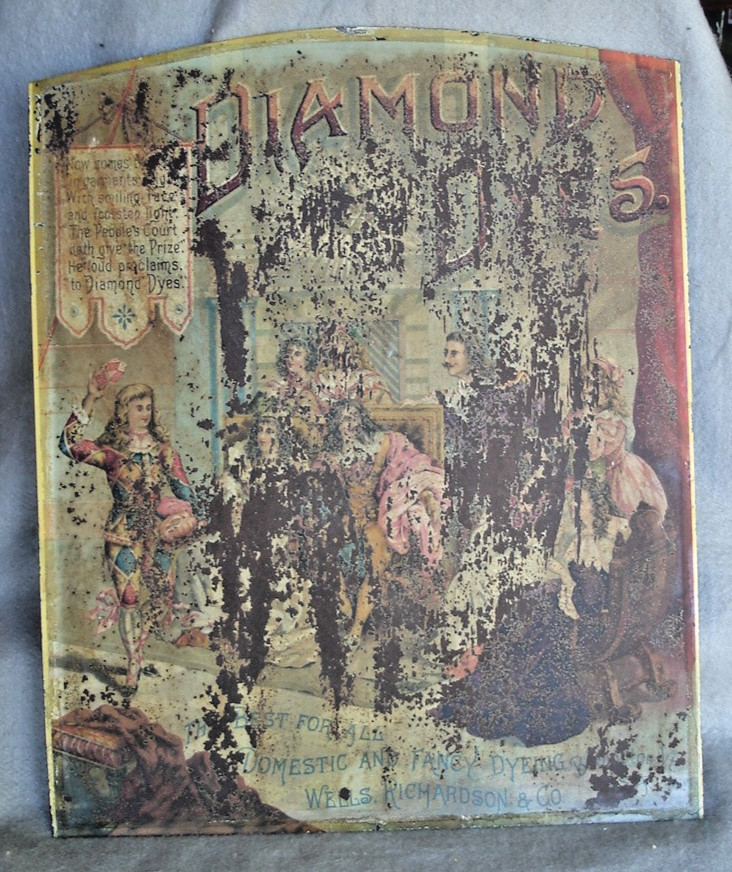 1890,s Diamond Dyes INSERT Sign for a Cabinet ( KINGS COURT ) orginal