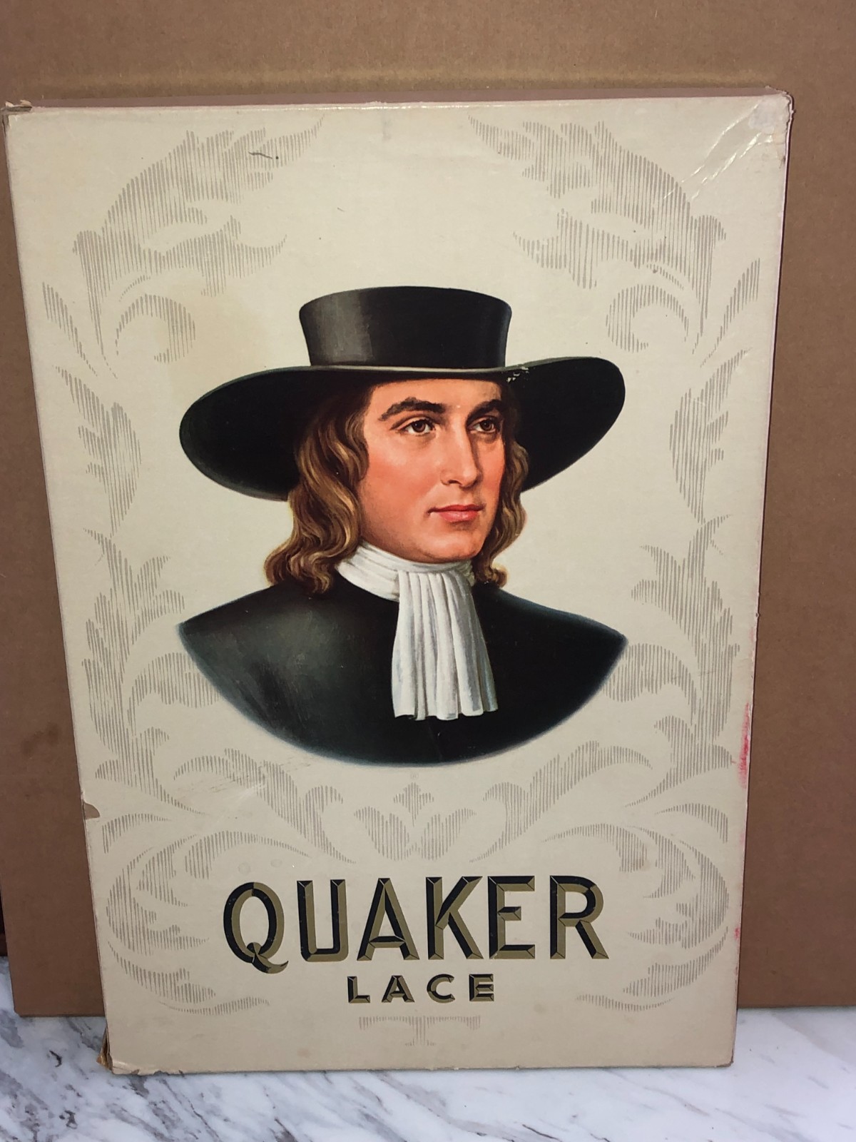 Vintage Quaker Lace Advertising Box For Countess Egyptian 72×90″ BOX ONLY 12×19″