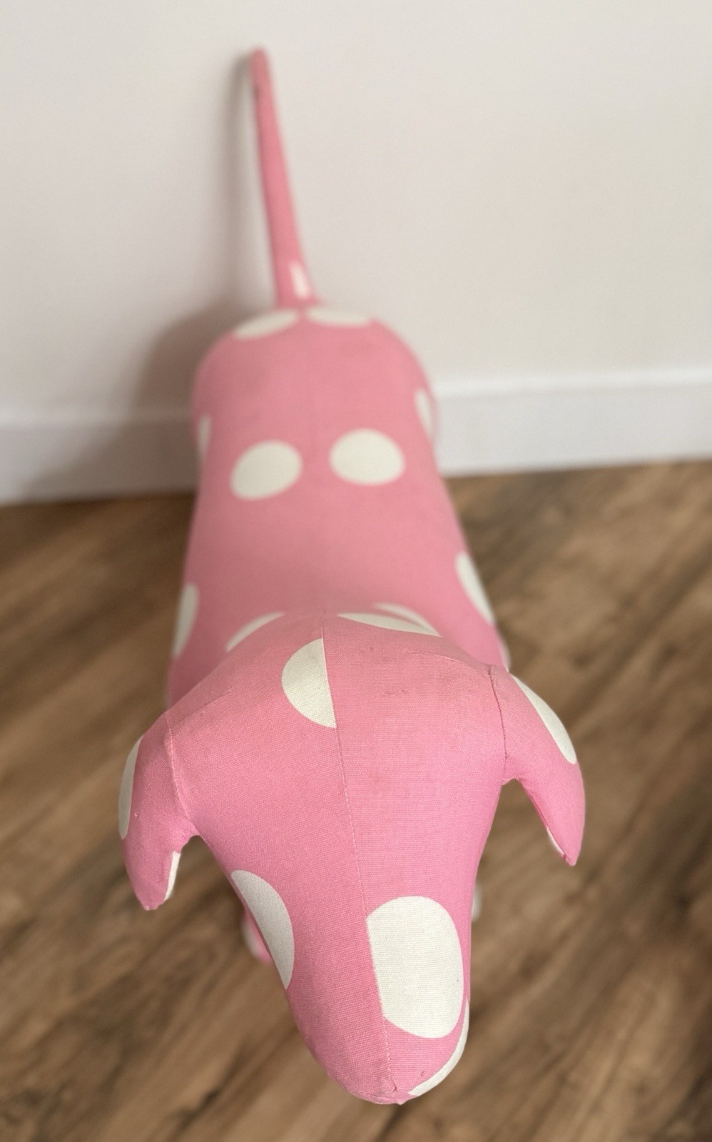 VTG RARE Victoria’s Secret Pink XL Display Dog Pink/white Polka Dot 25.5”T Y2K