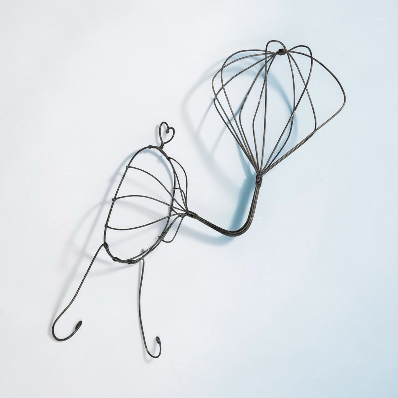 Vintage Antique Wire Hat Wig Stand Wall Holder rack w hooks Store display Decor