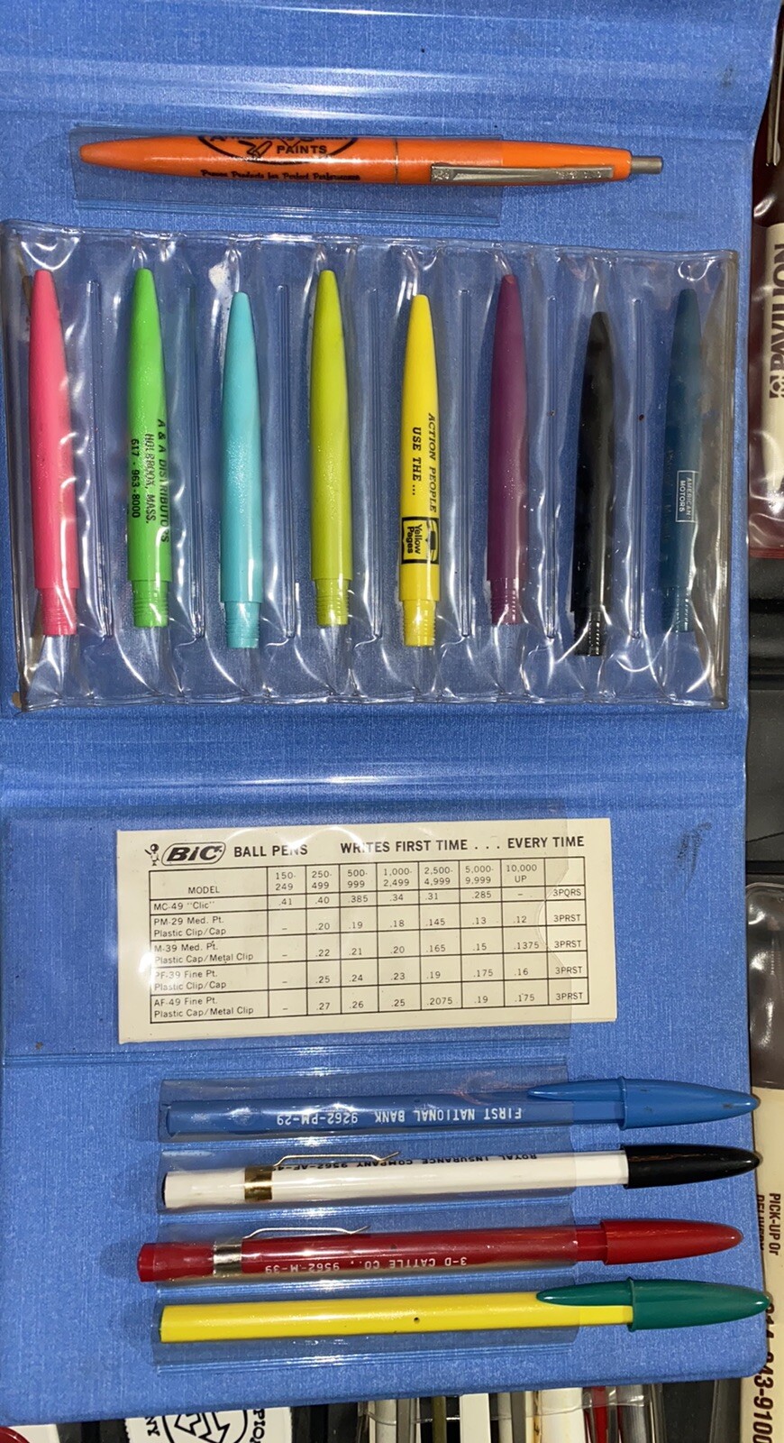 Vintage Advertising Pens Salesman Sample Case Ritepoint BIC Arrowflite Huge Lot