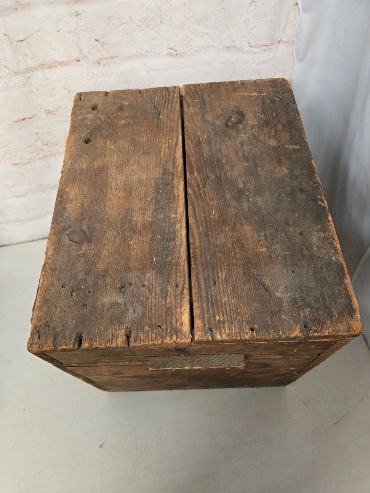 Antique Burgess Battery Co Advertising Shipping Wood Crate Box Handles & Lid