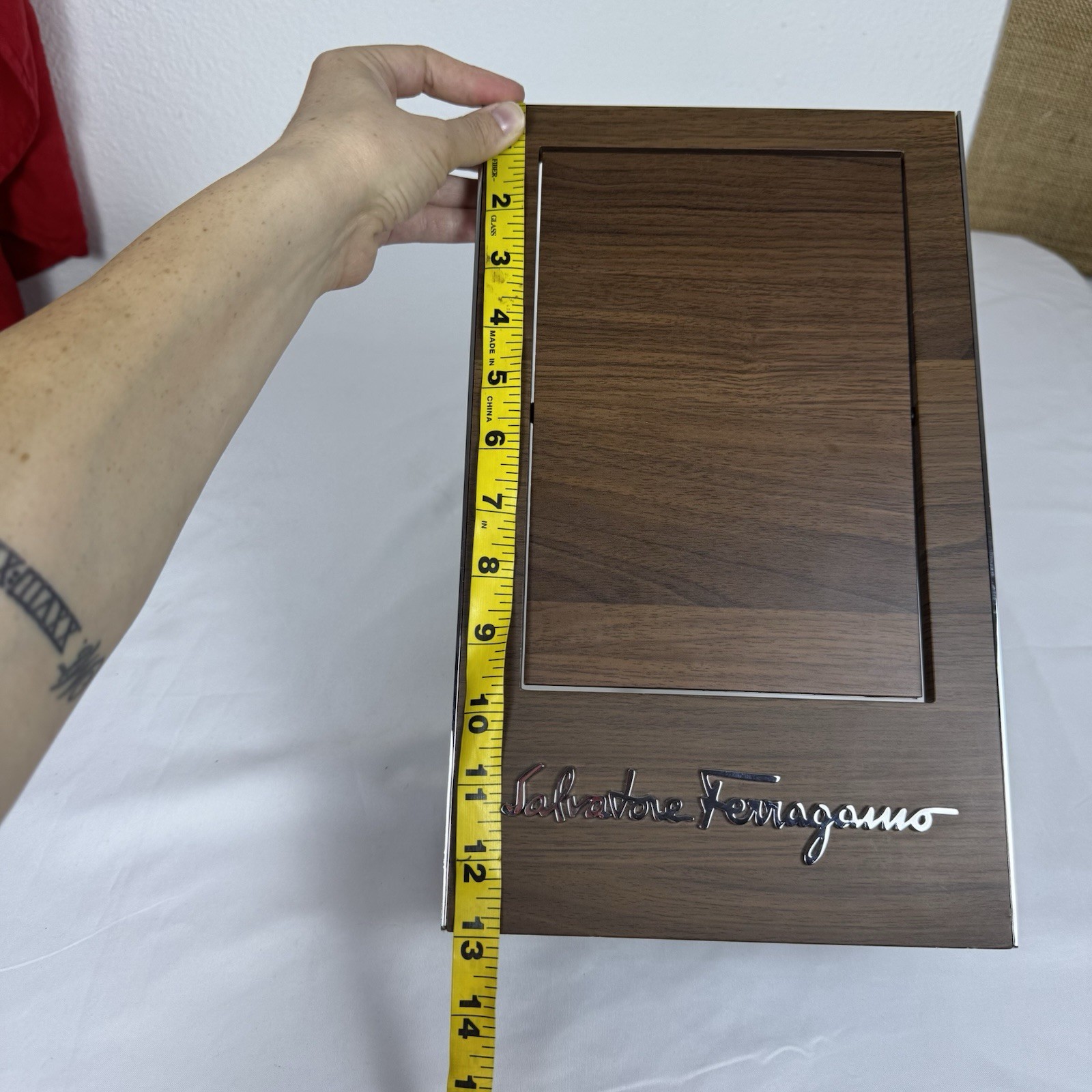 Salvatore Ferragamo Store Display Mirror For Sunglasses Dark Wood Spinning