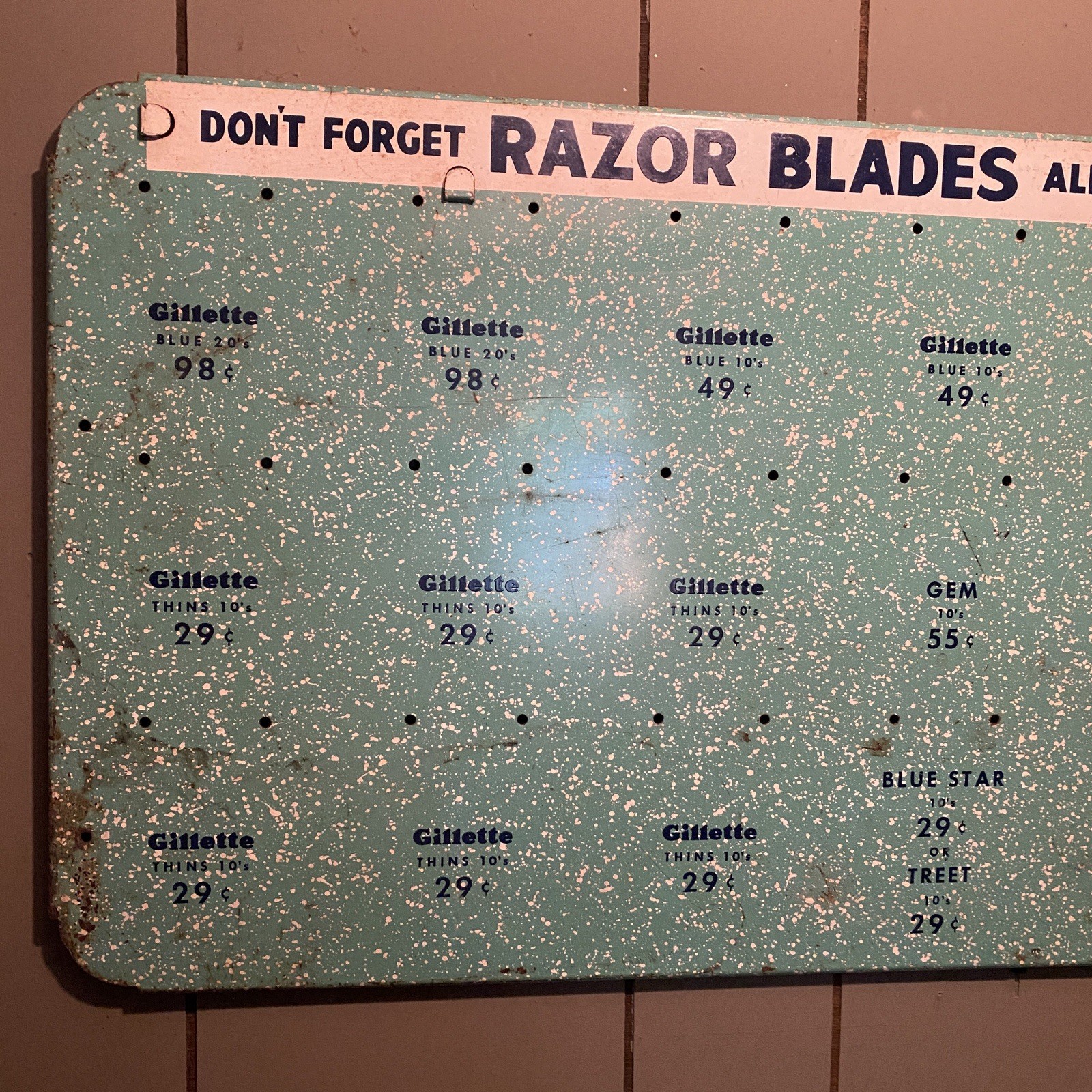 Vintage Store Display Don’t Forget Razor Blades All Leading Brands Metal Large