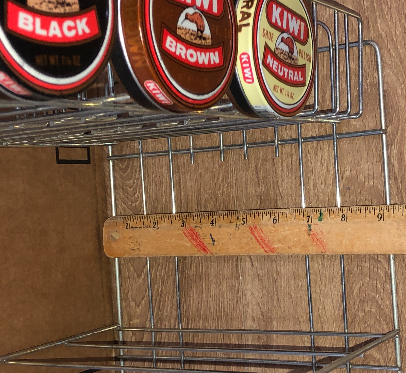Kiwi Shoe Polish Tins Vintage Metal Store Counter-Top Stand 1940’s w Tin Old