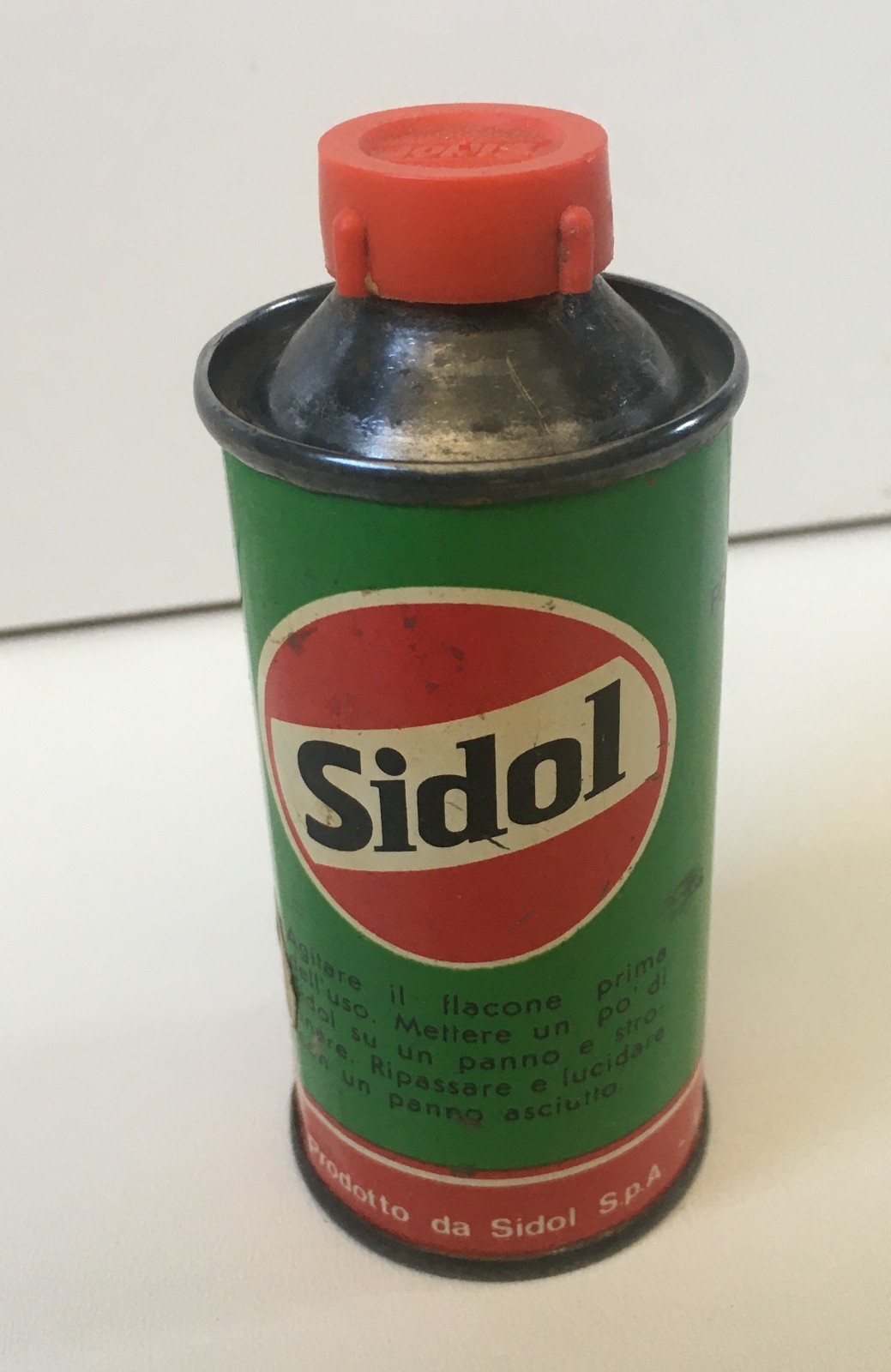 VINTAGE SIDOL CAN “SIZE 4 BIS” 640 LIRE – POLISHED METALS – SIGN PLATE