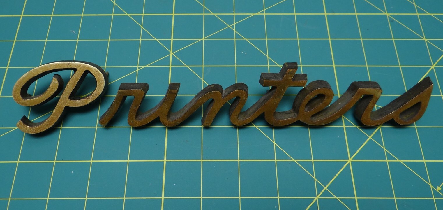 Vintage “Printers” Industrial Mid Century Modern Metal Font