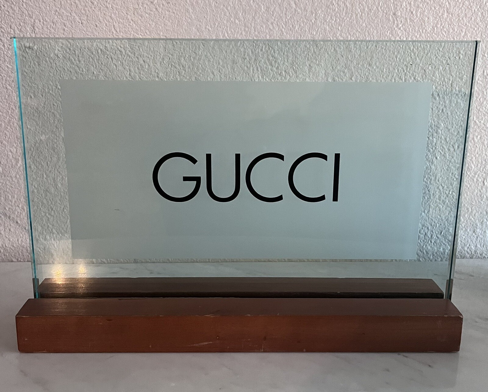 Gucci Department Store Tabletop Dealer Display Sign, Neiman Marcus / Macy’s