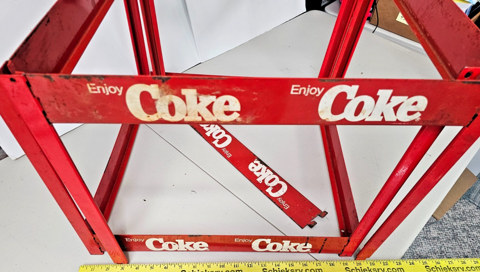 Coca-Cola Heavy Duty Metal Store Display Rack – 9 Plaques 8 Rails – VTG