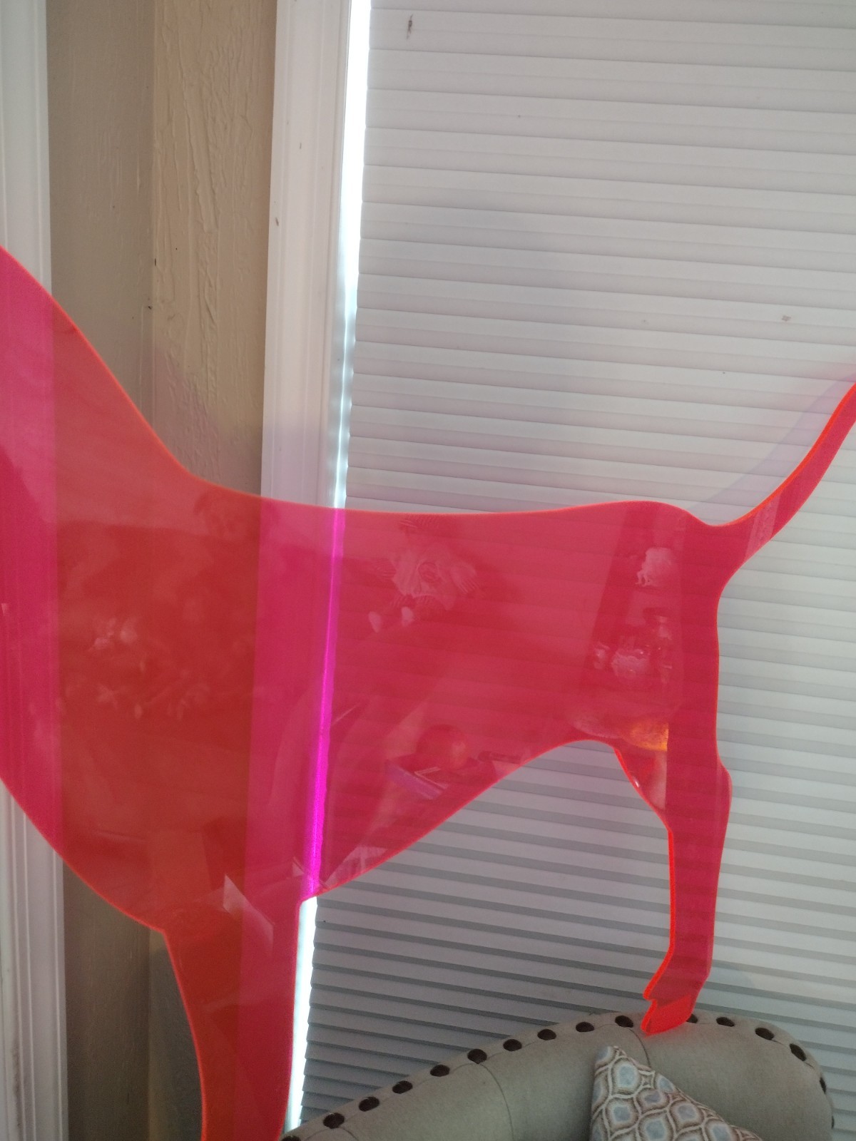 RARE VS PINK “PINK” ACRYLIC DOG WINDOW STORE DISPLAY LARGE 36″