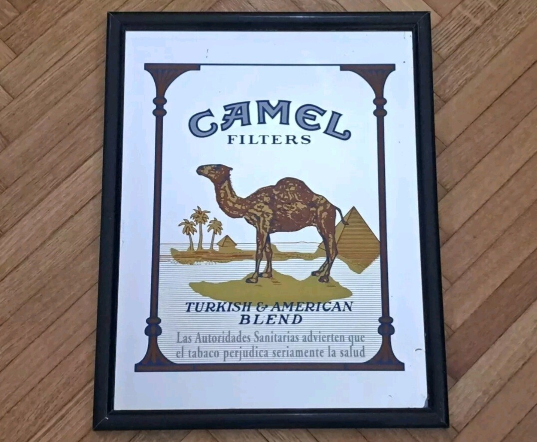 MIRROR FRAME-CAMEL CIGARETTES/CIGARETTES-MIRROR PAINTING PICTURES-VINTAGE