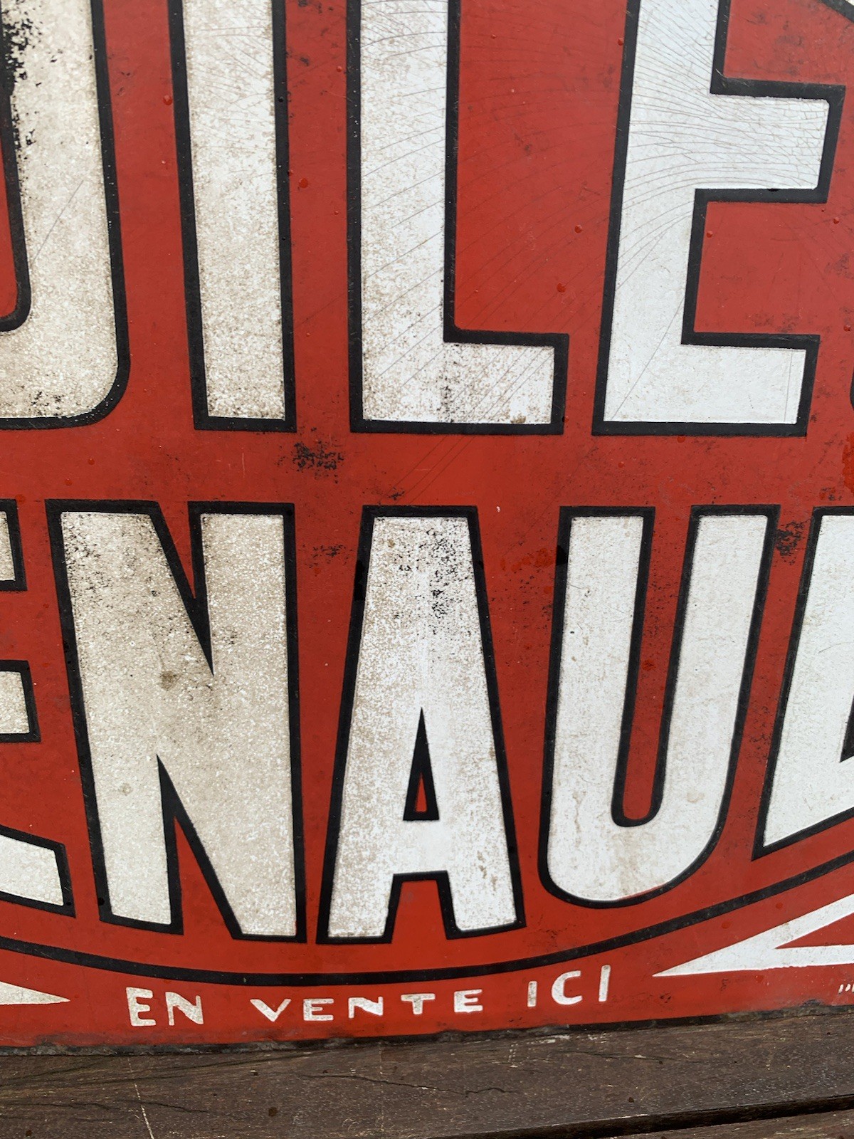 ANTIQUE RENAULT DOUBLE SIDED OIL ENAMEL PLATE
