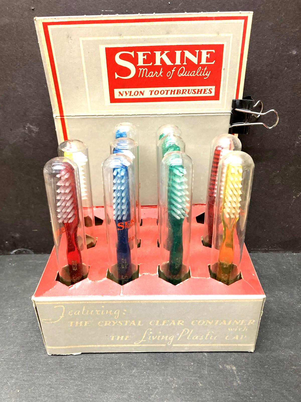 Vintage Toothbrush Store Advertising Display w/Brushes REDUCED 30%