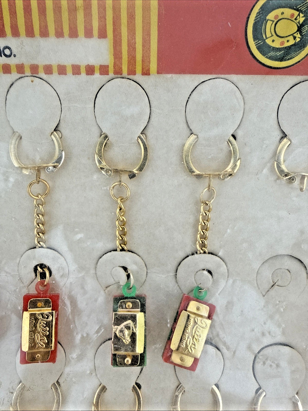 Vintage Novelty Key Chain ALUMINUM Harmonica Charm Original Store Display of 12