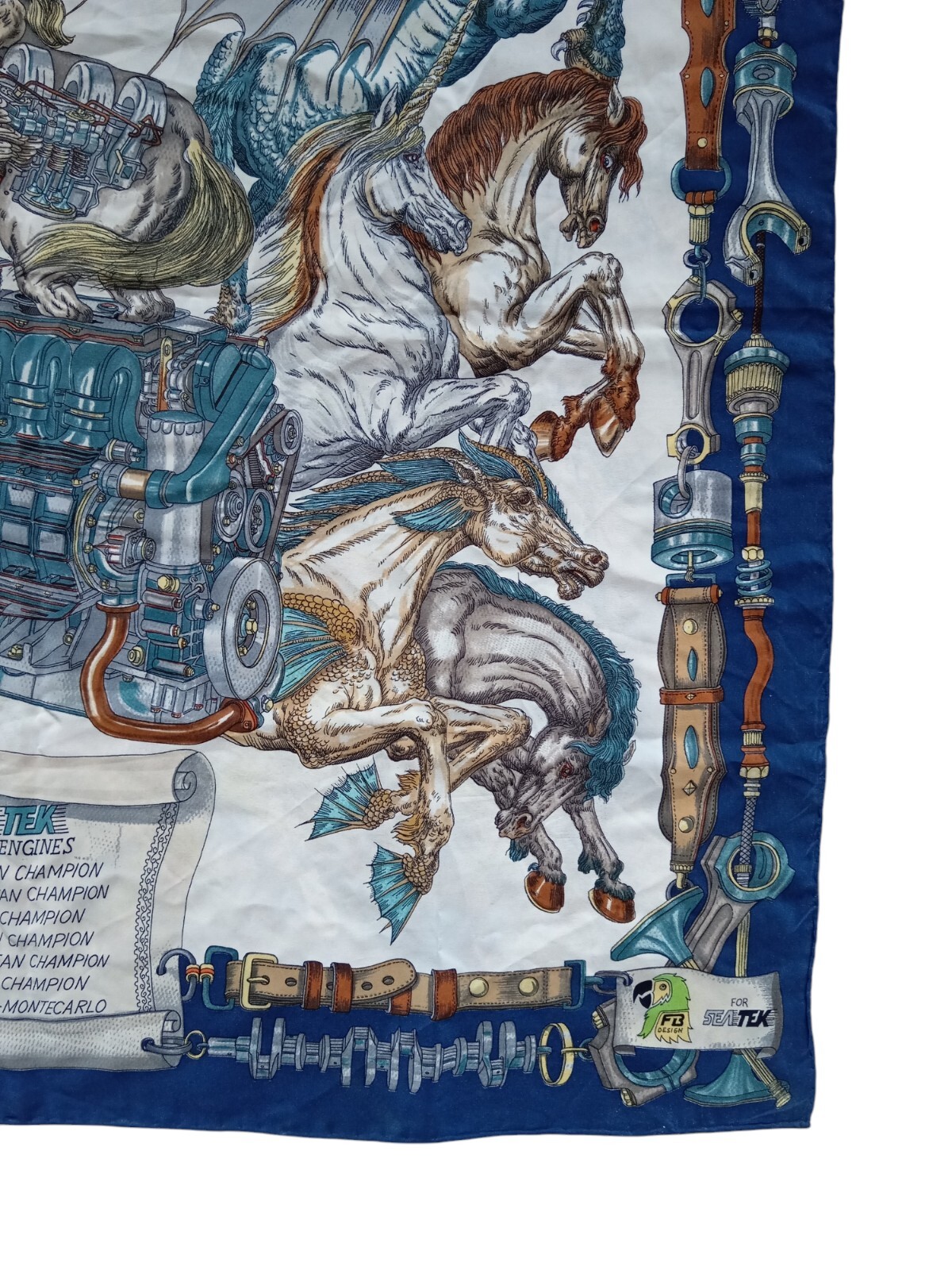 *HH* Foulard Seta Pubblicitario Sea Tek Seatek Azienda Carlo Bonomi Motore Horse