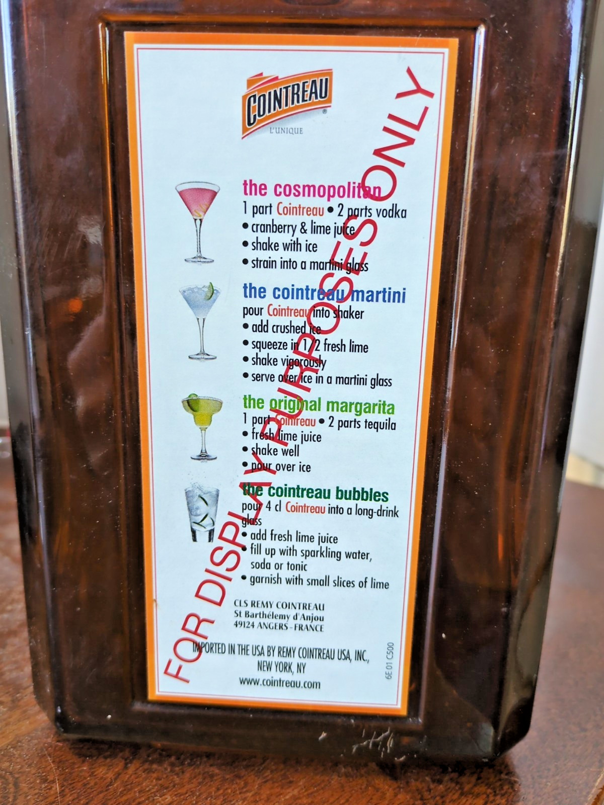 Cointreau 3 L Display Only Collector’s Bottle 12.5 In Tall
