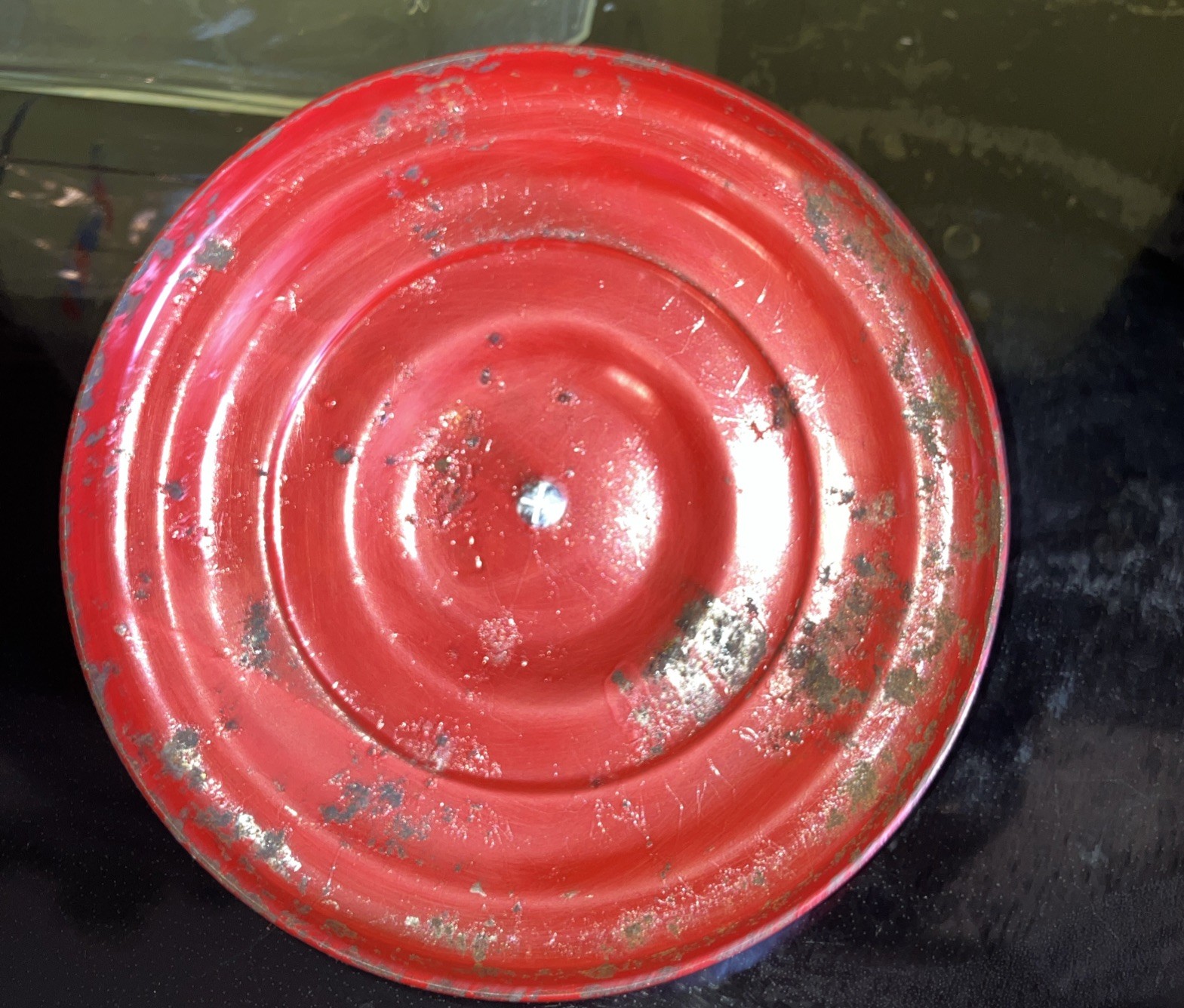 VINTAGE FROM THE HOUSE OF LANCE STORE DISPLAY 8 SIDED GLASS JAR RED METAL LID