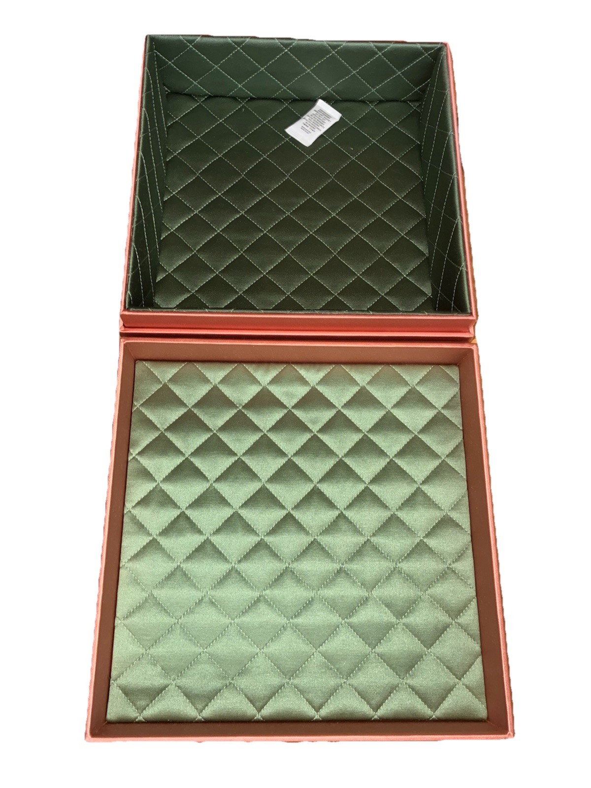 Gucci Gift Box Satin Dusty Rose Green Quilted Lining 10x10x3.5″ NEW