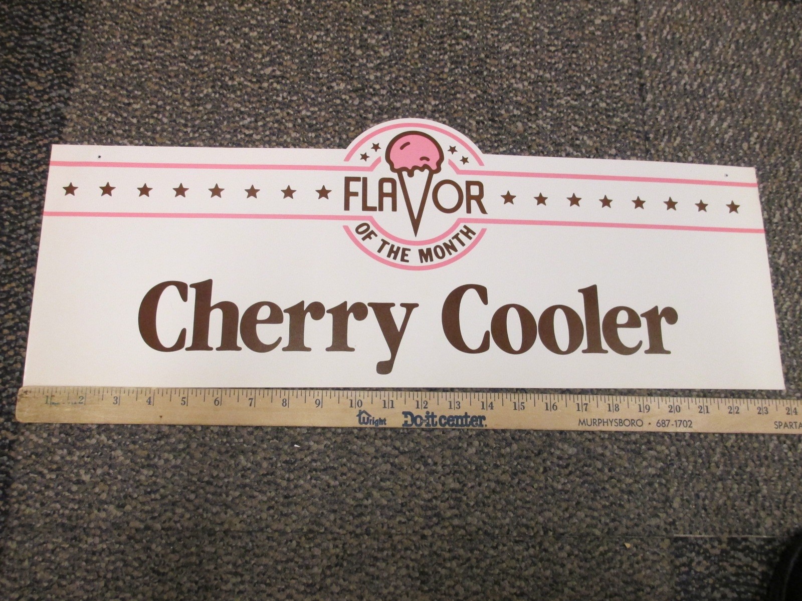 Baskin Robbins ice cream 1980s FLAVOR OF MONTH store display sign CHERRY COOLER