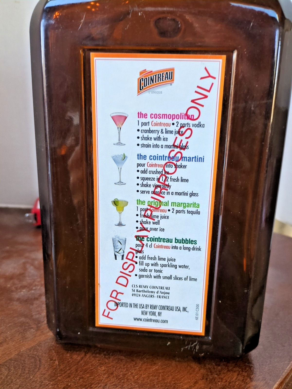 Cointreau 3 L Display Only Collector’s Bottle 12.5 In Tall