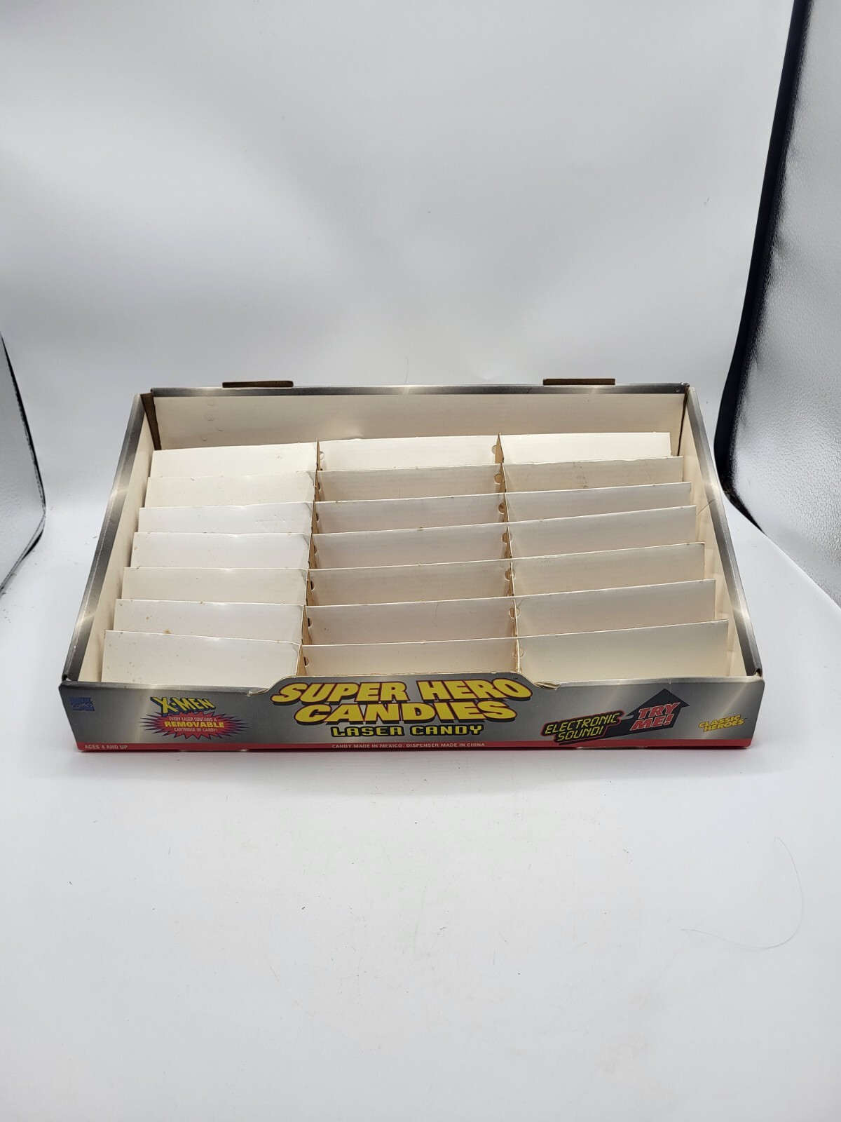 Vintage 1990s X-Men Super Hero Candies Laser Candy Store Display Box Marvel Rare