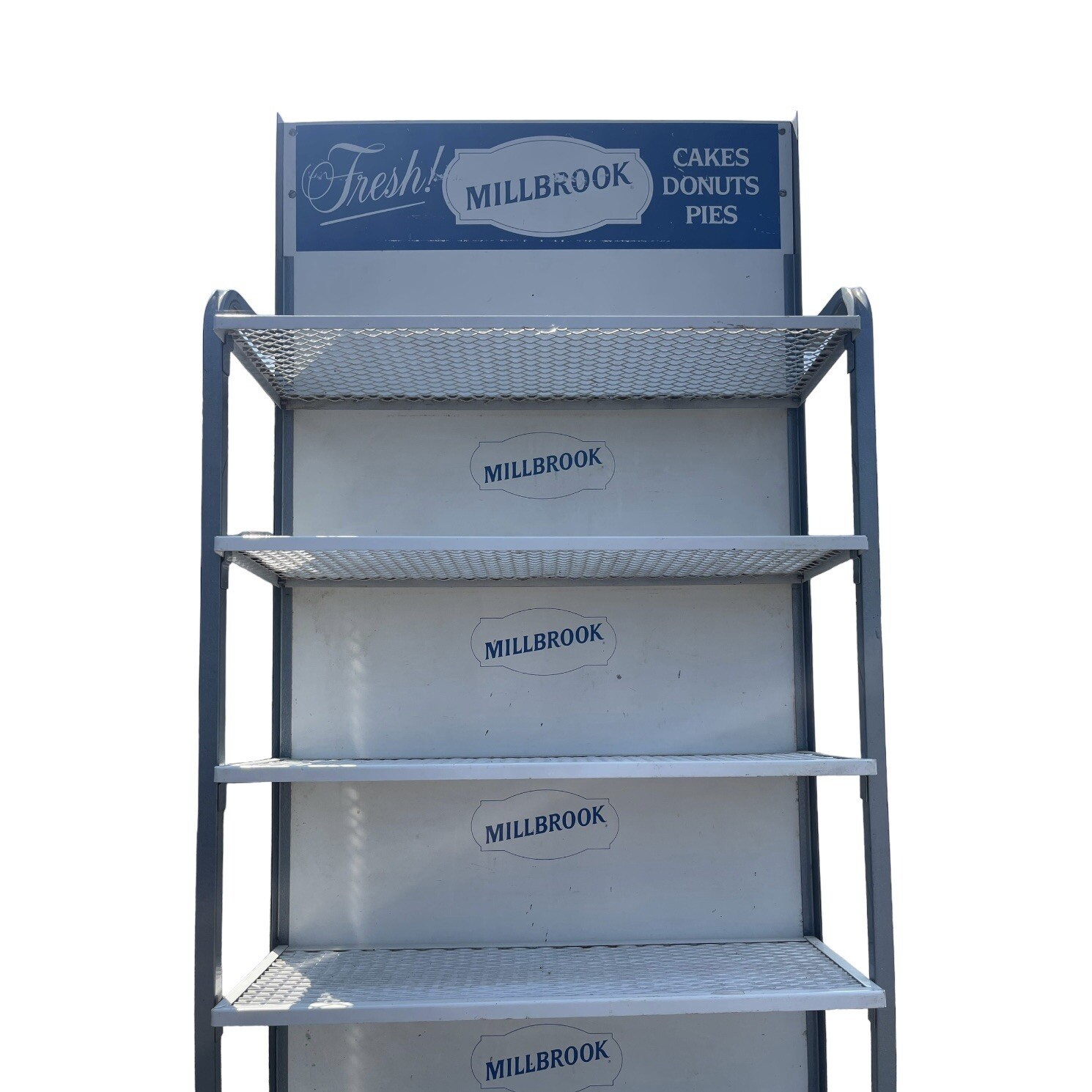 Vintage 50s MILLBROOK NY Folding Metal Store Display Bakery Rack Retro Shelving