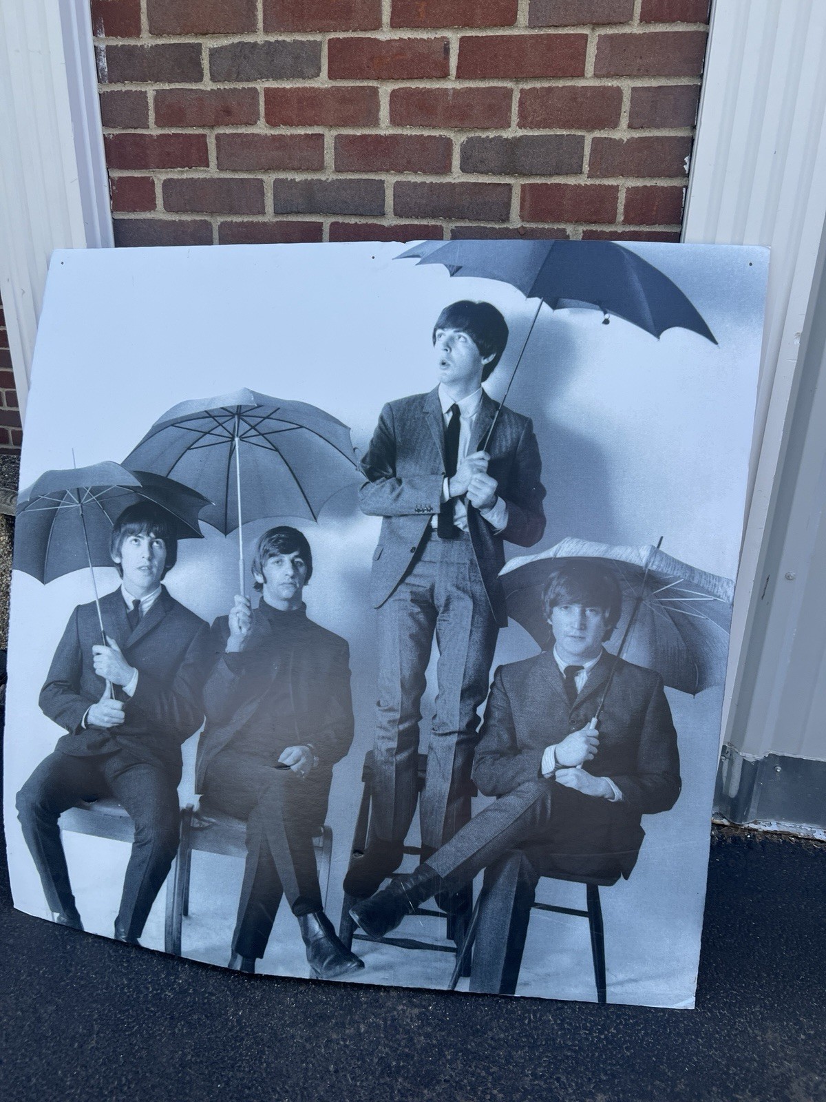 BEATLE’S POSTER Huge 46”x46” Black White Umbrellas -DEPT. Store On Board