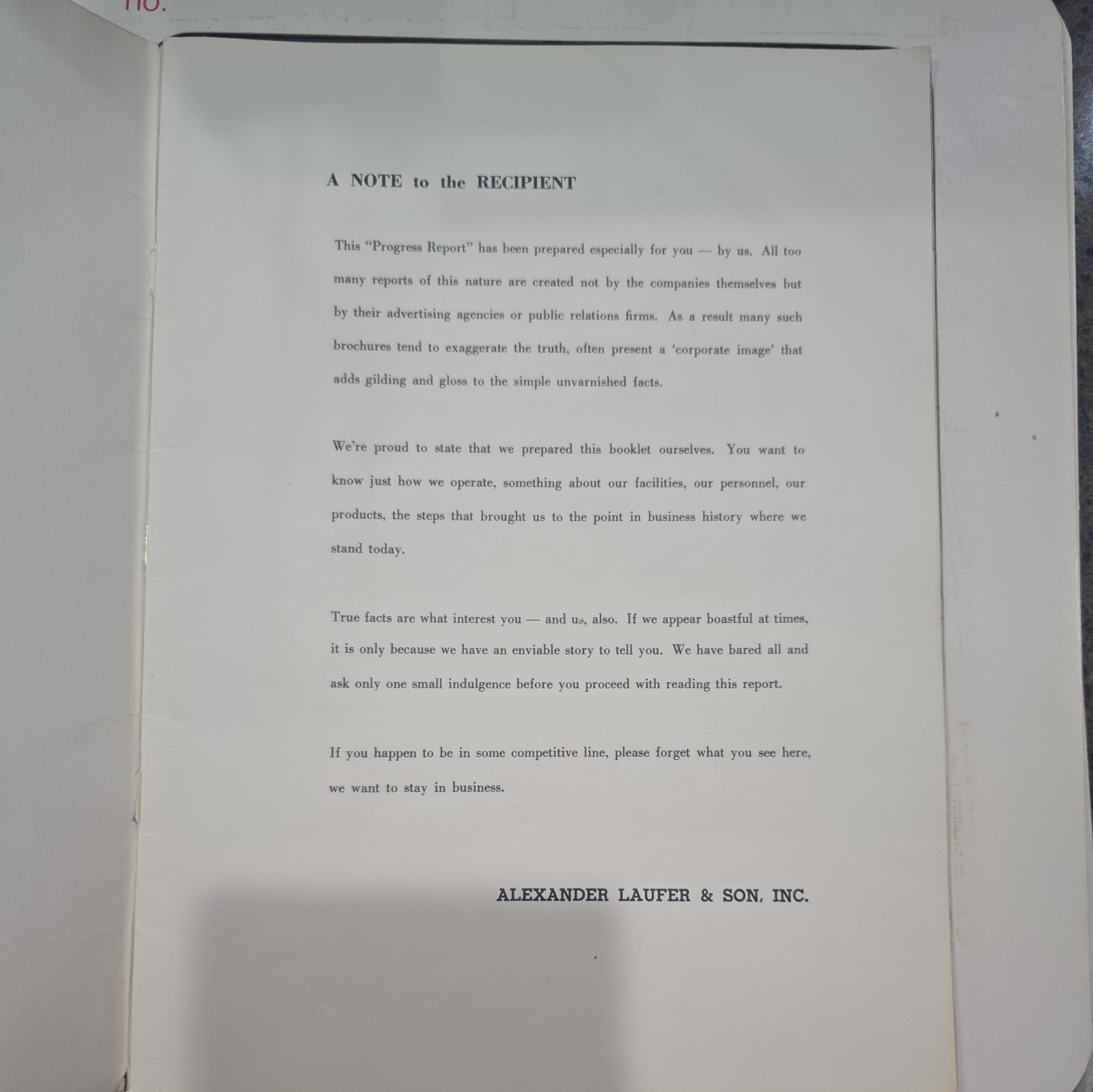 Humorous Progress Report J.G. Van Holten 1960 Wisconsin Satirical Comedy Rare