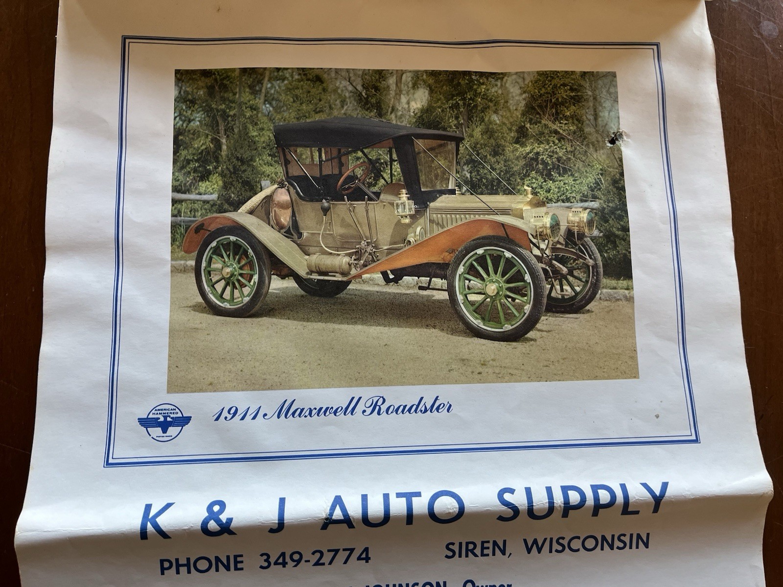 1966 American Hammered Piston Rings Calendar K&J Auto Supply Display Siren WI