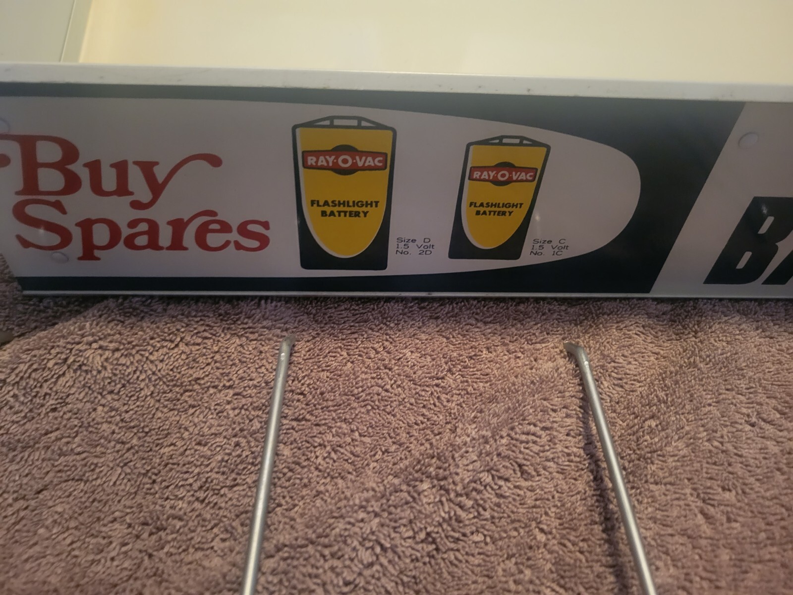 Large Vintage Ray•O•Vac Flashlight Batteries Counter Wall Display Cabinet NOS