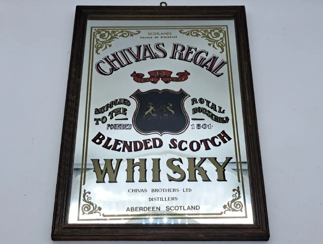 QUADRO SPECCHIO-CHIVAS REGAL SCOTCH WHISKY-MIRROR PAINTING PICTURES-OLD VINTAGE