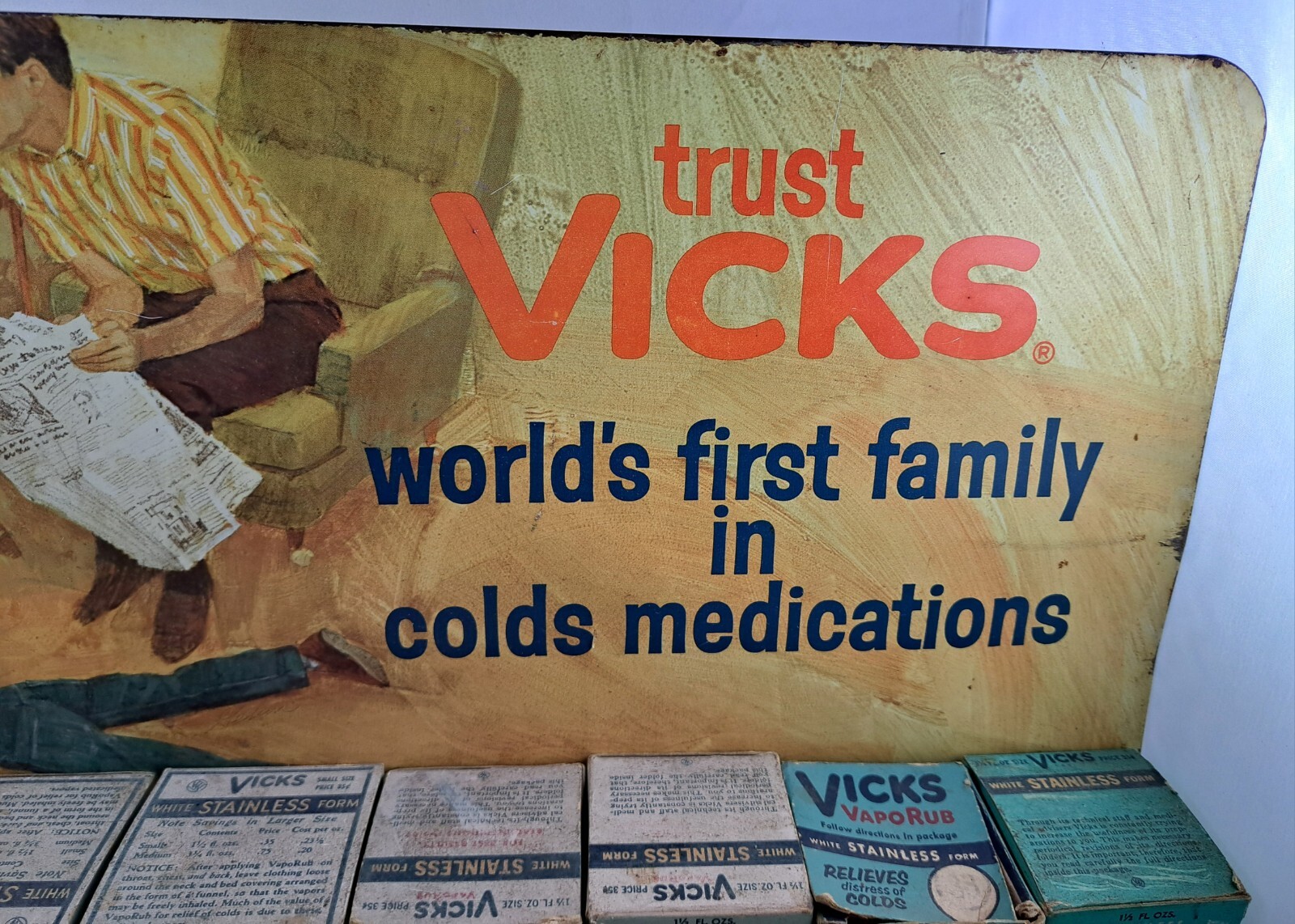 Vintage Metal Advertising Vicks Store Display, Old Stock Boxes, Movie Prop!
