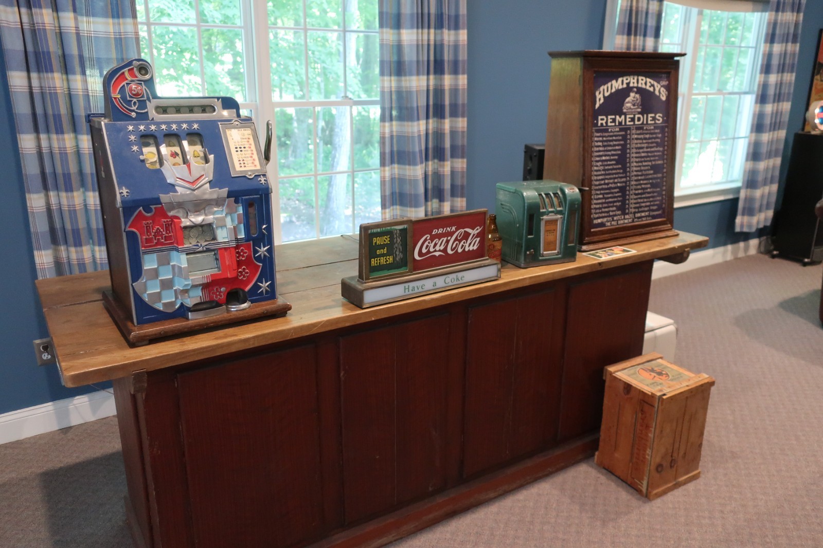 Late 1800s antique wood store counter