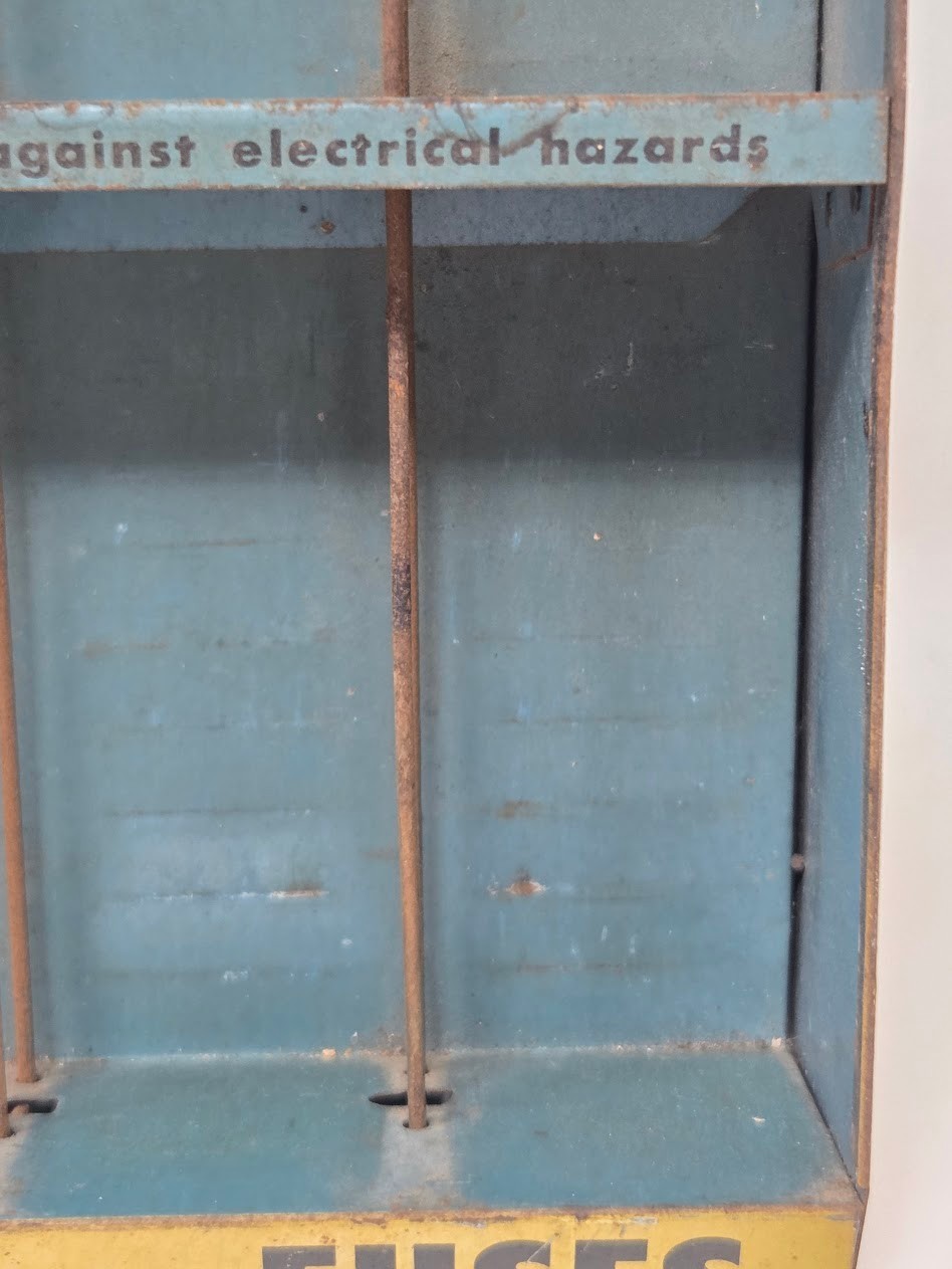 Vintage Buss Glass Tube Fuses Metal Counter Display Rack Advertising Sign