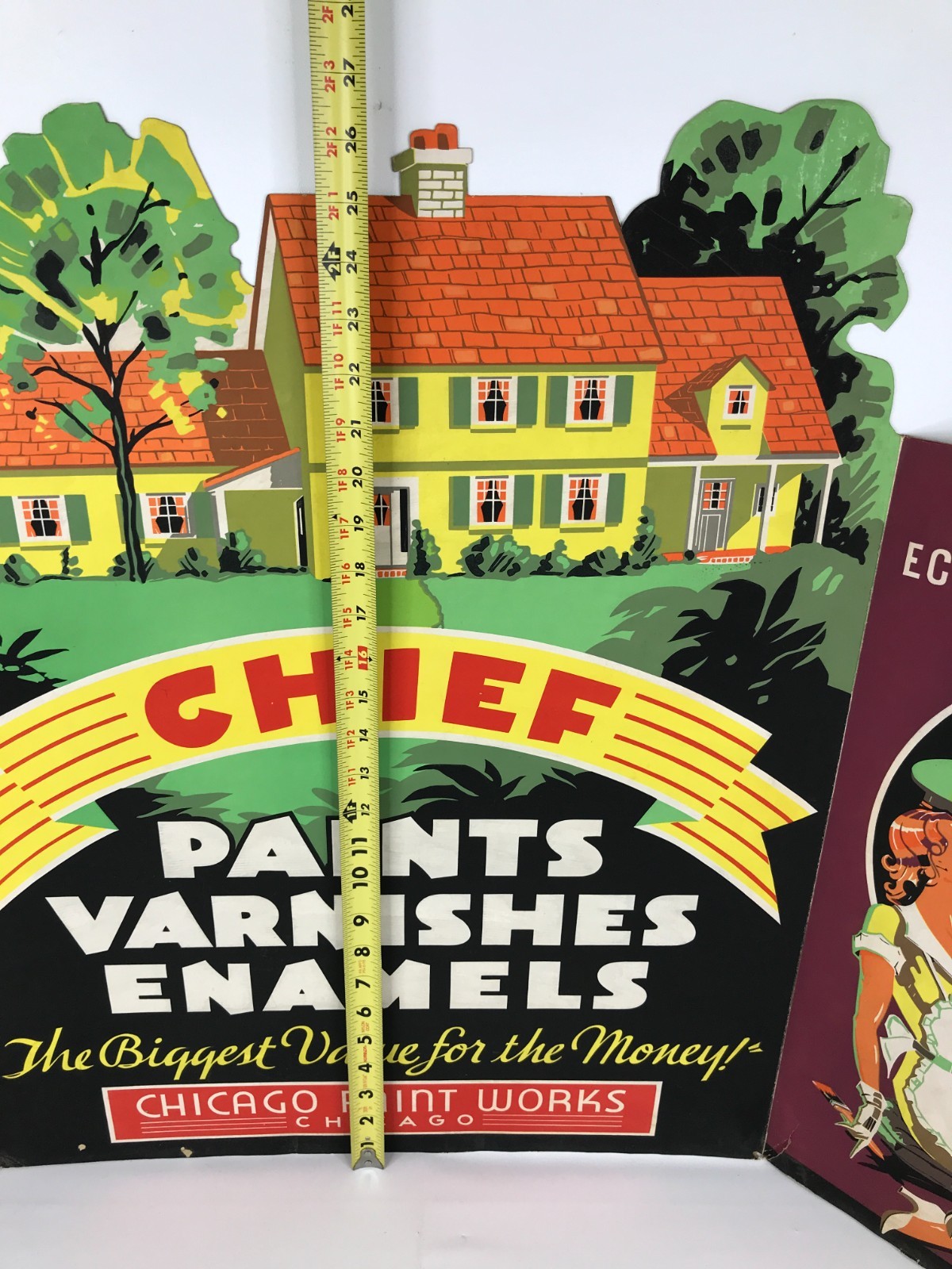 Rare Chicago Paint Works Chief Trifold Cardboard Advertising Sign Store Display
